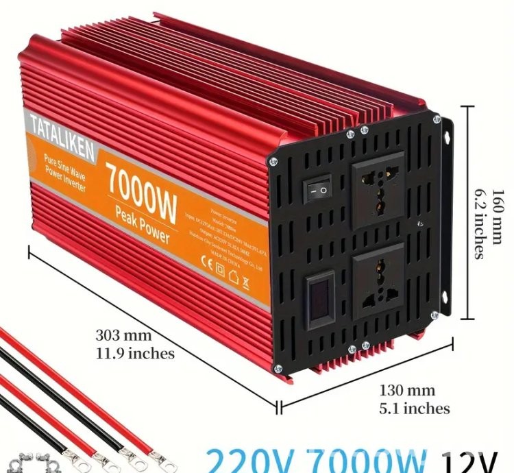 7000W 12V DC to AC 220V Power Station Converter for Homes, RV & Travel