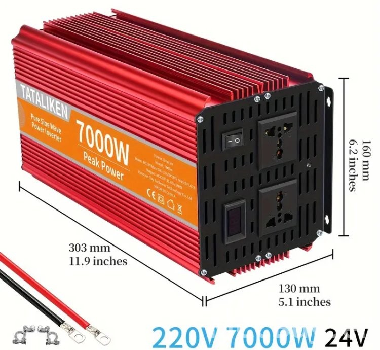 7000W 12V DC to AC 220V Power Station Converter for Homes, RV & Travel
