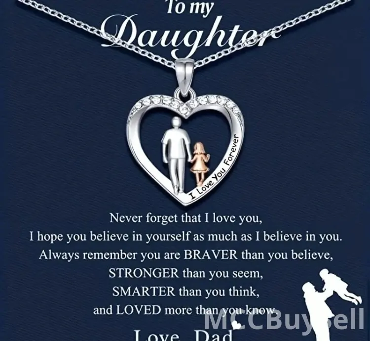 1pc Creative Exquisite Heart Dad Daughter Pendant Necklace