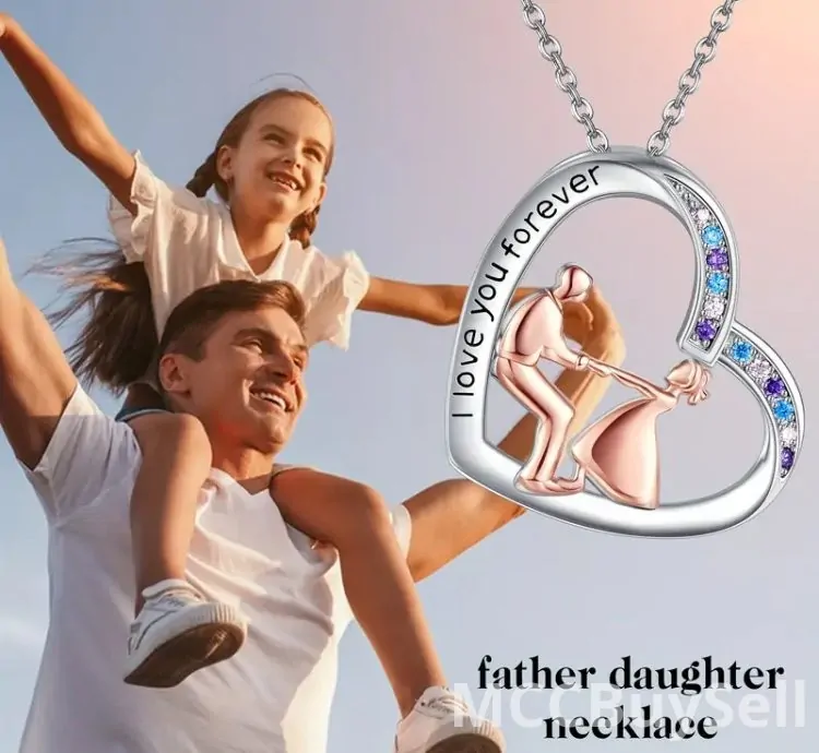 1pc Creative Exquisite Heart Dad Daughter Pendant Necklace