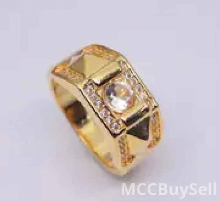 Set 14K Golden Plated Copper Couple Rings - Luxury Fashion Jewelry