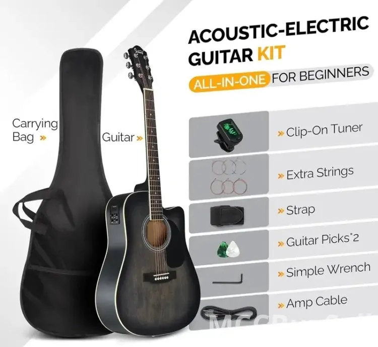 Basswood Guitarra GLARRY Full Size 6 Strings Acoustic Electric Guitar Beginning Kit