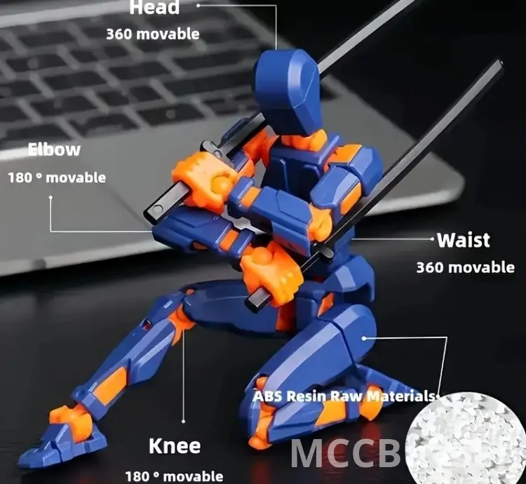 Six-piece ABS Action Doll, three-dimensional trend toy model, multi-joint movable digital man figure,