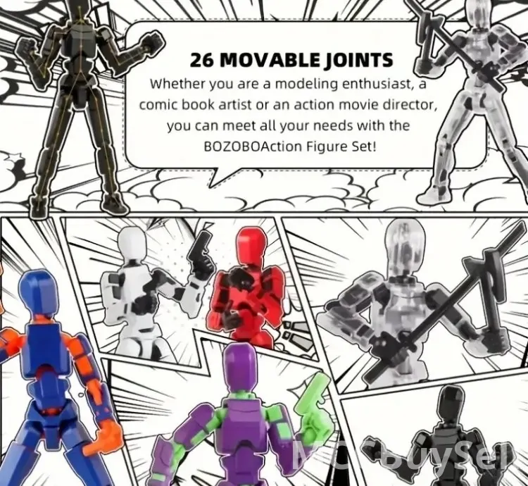 Six-piece ABS Action Doll, three-dimensional trend toy model, multi-joint movable digital man figure,