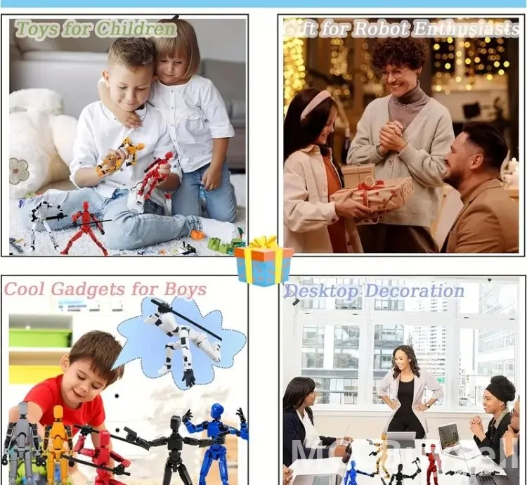 Six-piece ABS Action Doll, three-dimensional trend toy model, multi-joint movable digital man figure,