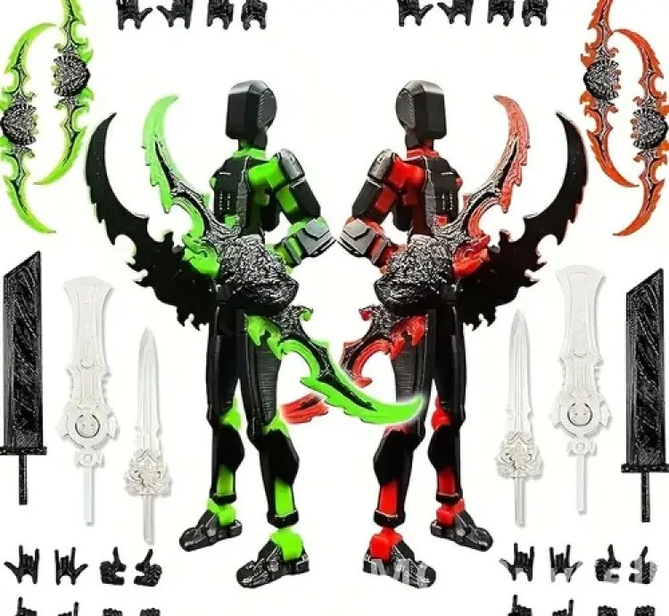 Six-piece ABS Action Doll, three-dimensional trend toy model, multi-joint movable digital man figure,