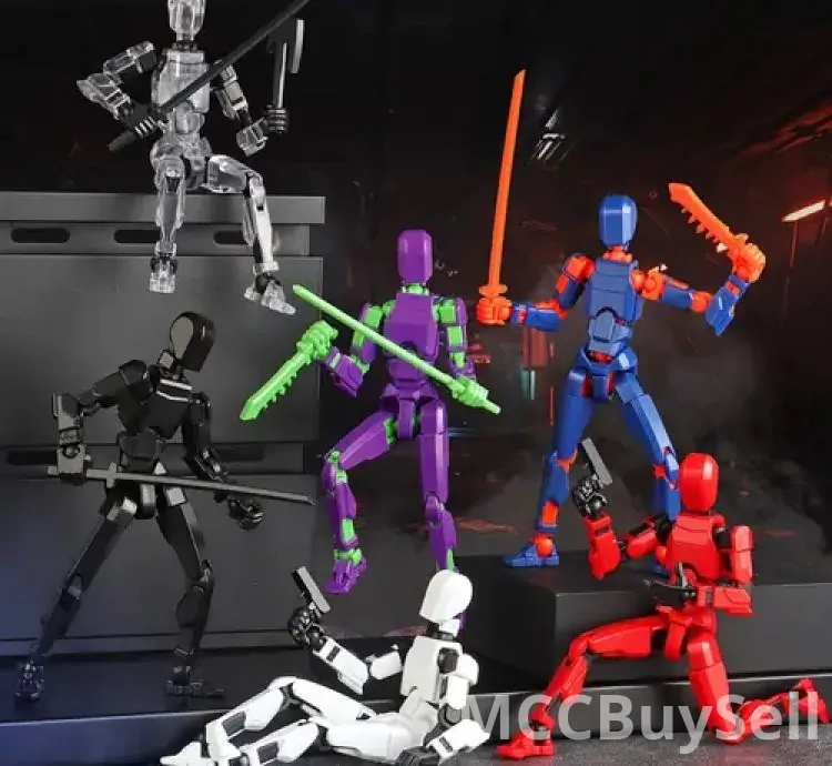 Six-piece ABS Action Doll, three-dimensional trend toy model, multi-joint movable digital man figure,