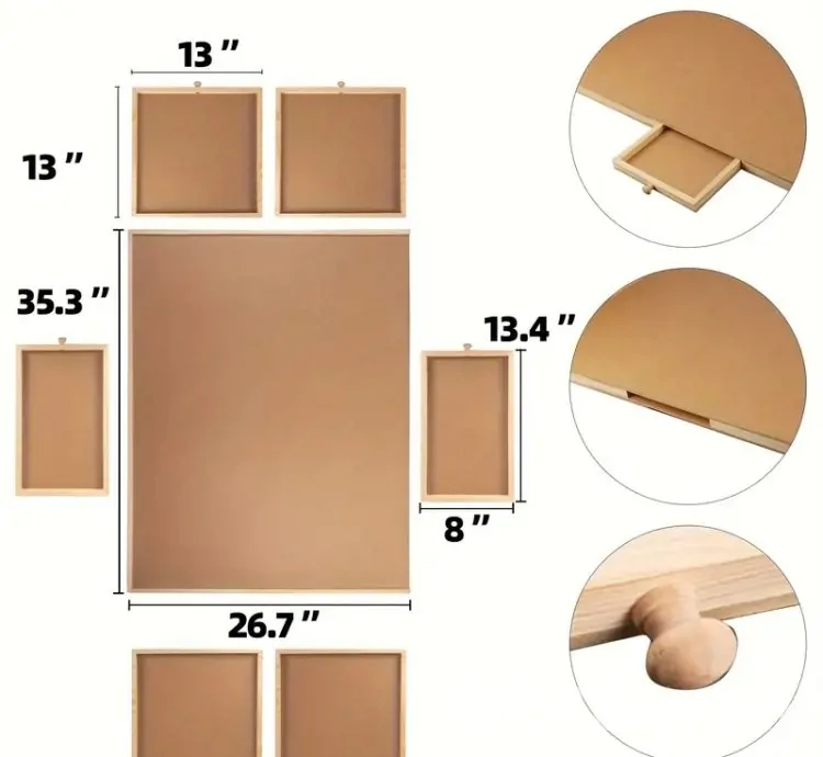 Wooden Puzzle Table Portable with 6 Sliding Drawer Organizers for Tiles Storage