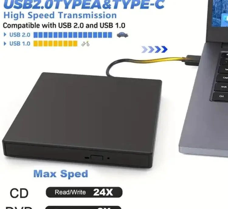 External Portable 6 in 1 Blu-Ray,  DVD/CD Burner and Player for Windows XP/7.8/10, Linux, MacOS
