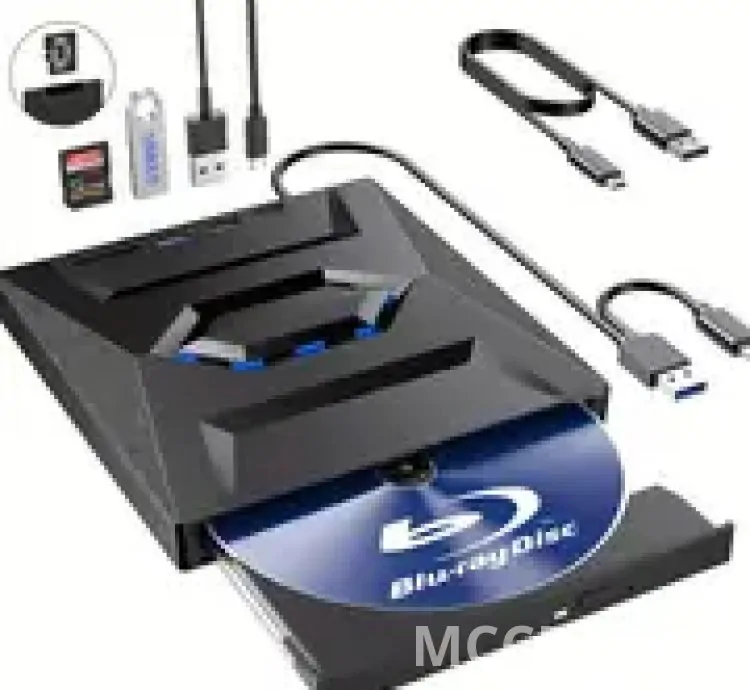 External Portable 6 in 1 Blu-Ray,  DVD/CD Burner and Player for Windows XP/7.8/10, Linux, MacOS