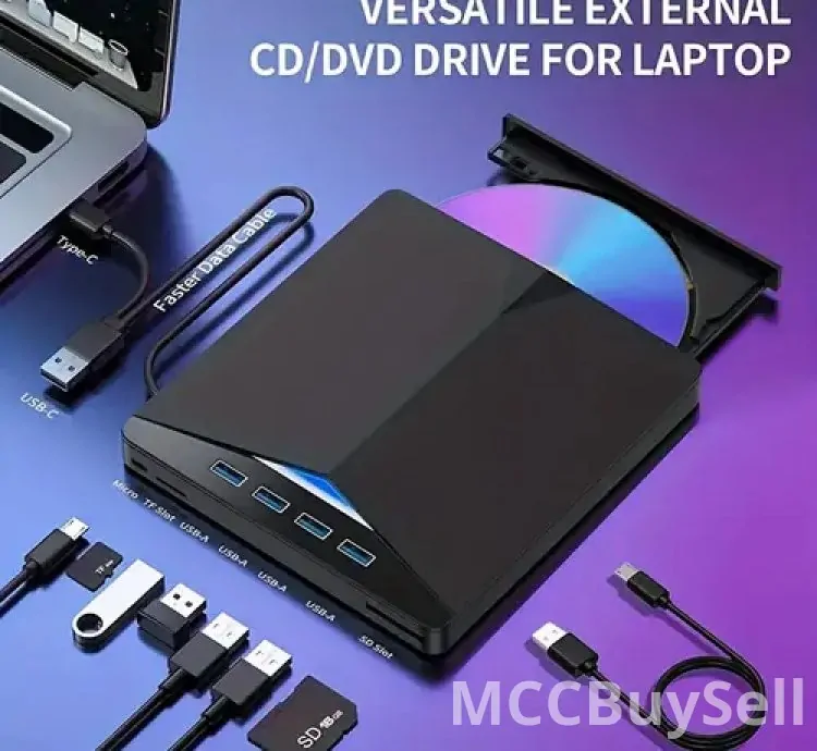 External Portable 6 in 1 Blu-Ray,  DVD/CD Burner and Player for Windows XP/7.8/10, Linux, MacOS