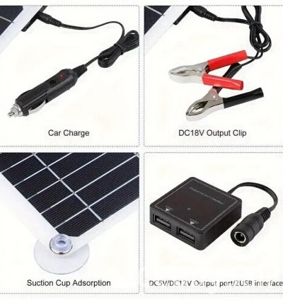 200W Solar Panel Charger Monocrystalline Silicon, Charge Controller 7