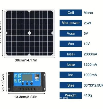 200W Solar Panel Charger Monocrystalline Silicon, Charge Controller 4