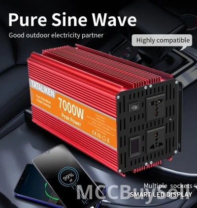 7000W 12V DC to AC 220V Power Station Converter for Homes, RV & Travel