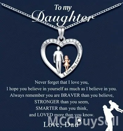 1pc Creative Exquisite Heart Dad Daughter Pendant Necklace