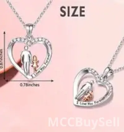 1pc Creative Exquisite Heart Dad Daughter Pendant Necklace 3