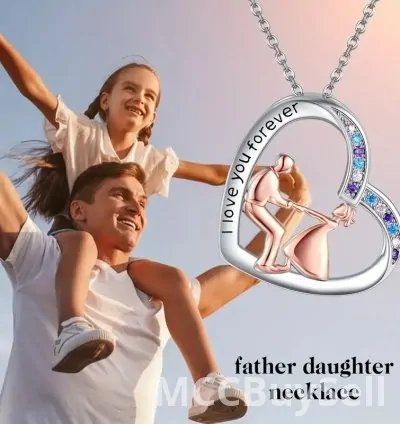 1pc Creative Exquisite Heart Dad Daughter Pendant Necklace