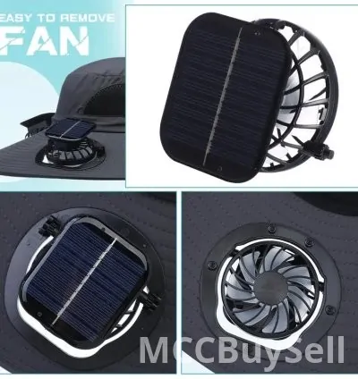 Men Sun Hat for Outdoor Summer Camping Beach with Two Solar Fan Fishing Hats Wide Brim