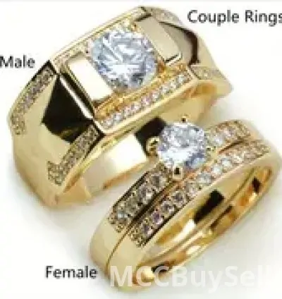 Set 14K Golden Plated Copper Couple Rings - Luxury Fashion Jewelry 5