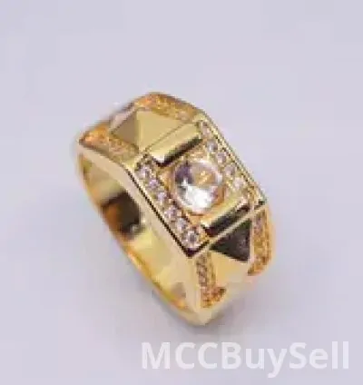 Set 14K Golden Plated Copper Couple Rings - Luxury Fashion Jewelry