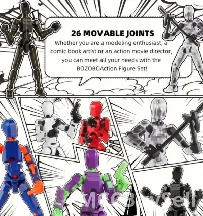 Six-piece ABS Action Doll, three-dimensional trend toy model, multi-joint movable digital man figure, 10