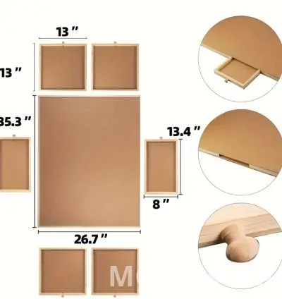 Wooden Puzzle Table Portable with 6 Sliding Drawer Organizers for Tiles Storage 6