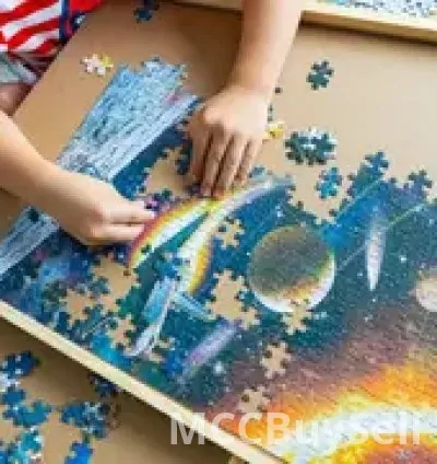 Wooden Puzzle Table Portable with 6 Sliding Drawer Organizers for Tiles Storage