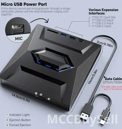 External Portable 6 in 1 Blu-Ray,  DVD/CD Burner and Player for Windows XP/7.8/10, Linux, MacOS 8