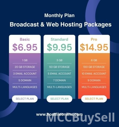 Broadcast & Web Hosting Price Packages for sale
