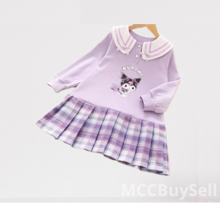 Kids' Girls' Purple Pink Long Sleeves Gown