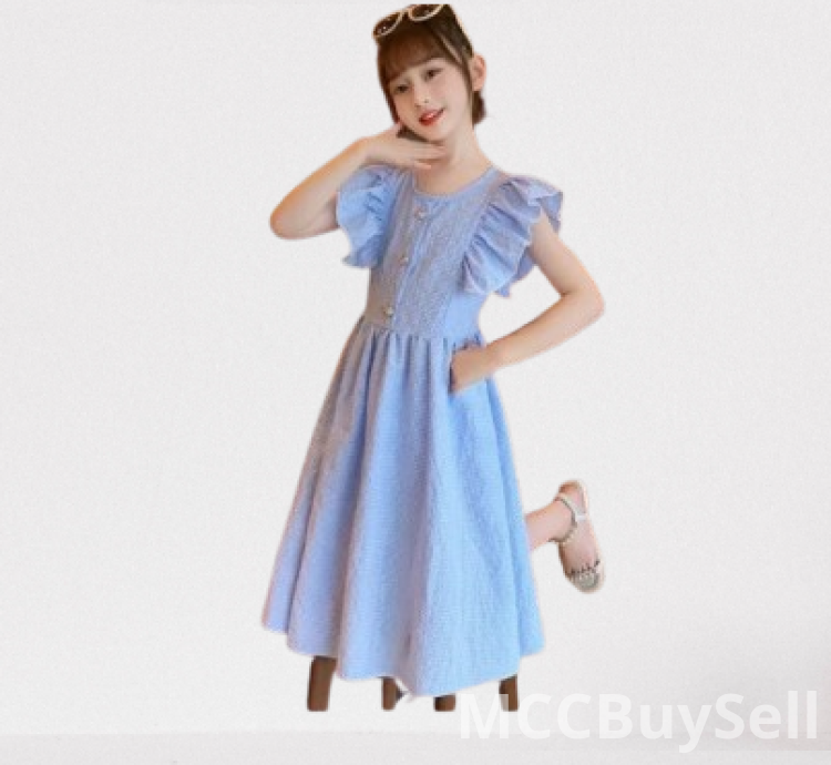 Kids' Girls' Gown, Pink Blue Short Sleeves