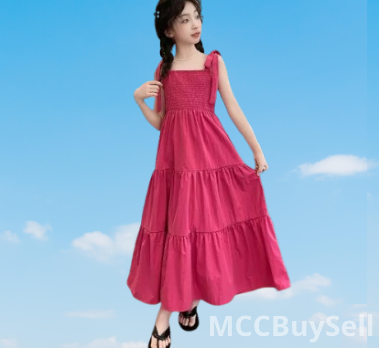 Kids' Girls' Gown, Red Sleeveless Smart Wear