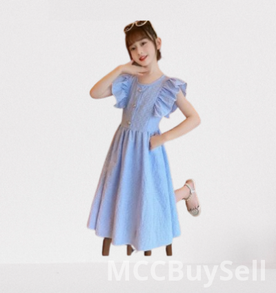 Kids' Girls' Gown, Pink Blue Short Sleeves