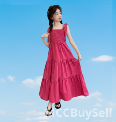 Kids' Girls' Gown, Red Sleeveless Smart Wear