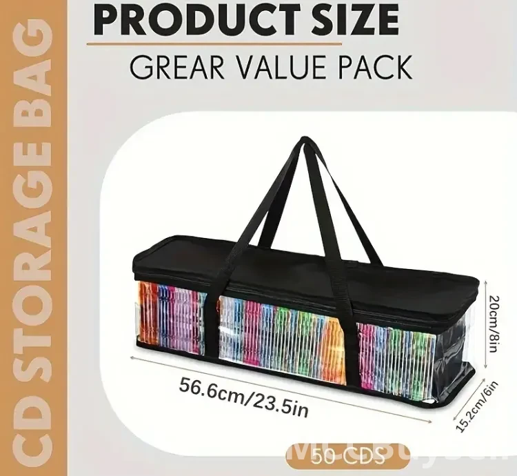 Durable and protective clear PVC zippered media storage case