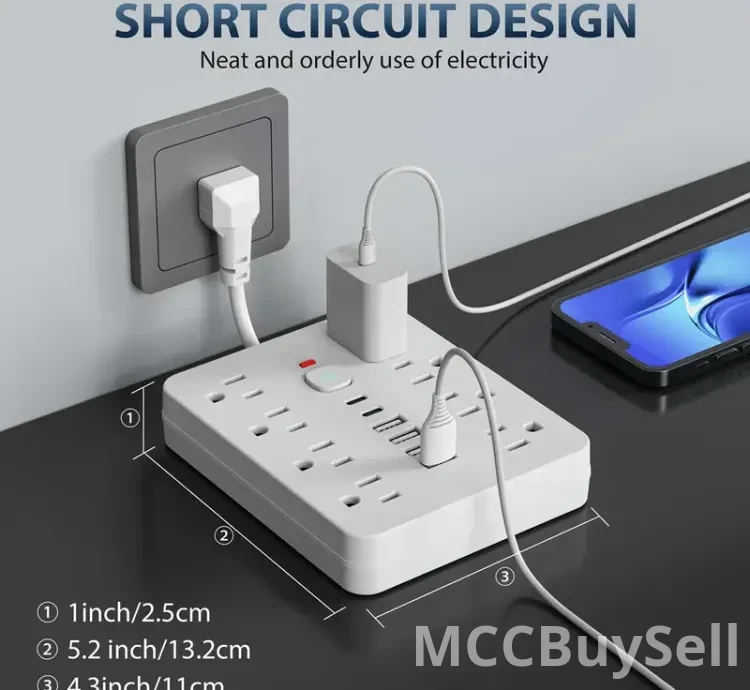 14-in-1 Power Extension Switch Multi-Purpose AC outlets