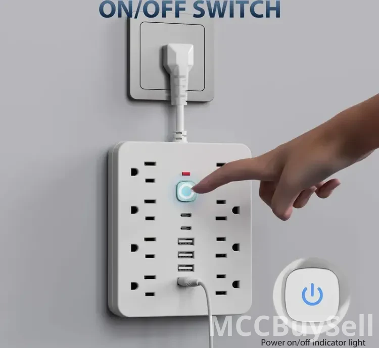 14-in-1 Power Extension Switch Multi-Purpose AC outlets