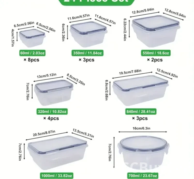 48 Pieces Food Storage Containers, Fresh-Keeping Boxes