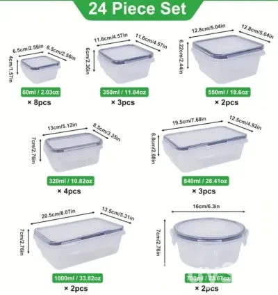 48 Pieces Food Storage Containers, Fresh-Keeping Boxes 3